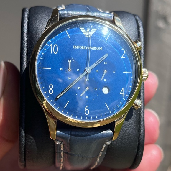 Blue Armani Watch With crocodile leather Band. - Picture 7 of 7